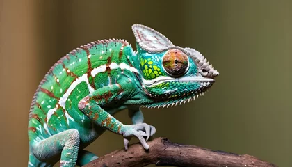 Foto op Canvas A-Chameleon-With-Its-Eyes-Moving-Independently-To- © Hoor
