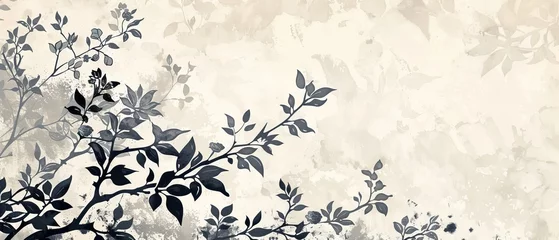 Foto op Plexiglas Japanese wave pattern modern with watercolor texture. Vintage style branch and leaf decoration template. © Zaleman