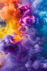 A vibrant explosion of colorful smoke  a background that bursts with bright and lively hues, spreading in all directions