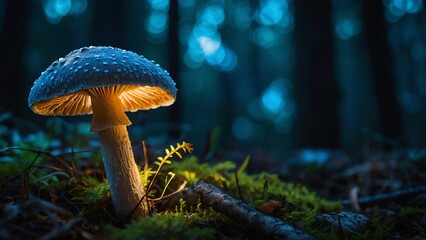Mushroom irradiant blue glowing