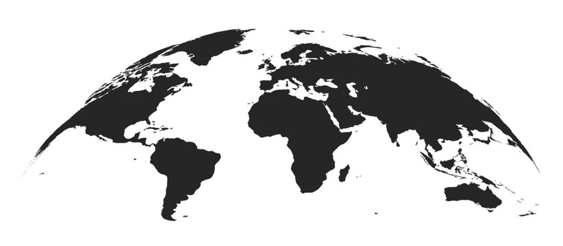 Fototapeta Abstract  black blank silhouette of world map isolated on white background. Vector illustration
