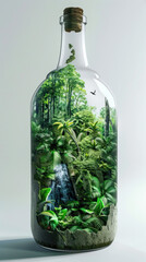 Lush rainforest trapped inside a bottle