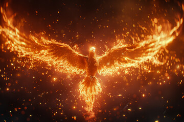 Obraz na płótnie Canvas Majestic Fiery Phoenix Rising in Blazing Splendor