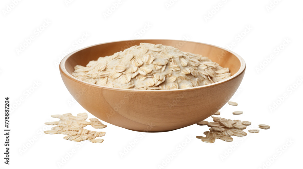 Wall mural Bowl of oatmeal isolated on white background