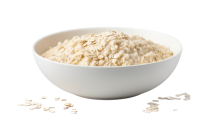 Bowl of oatmeal isolated on white background