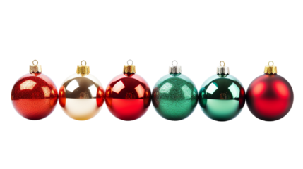Christmas balls on a white background, isolated. Joyeux Noël, baubles, explosives, bulbs, and bright decorations! 
