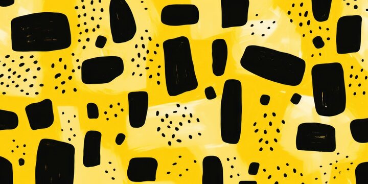 Black and yellow pastel colored simple geometric pattern, colorful expressionism with copy space background, child's drawing, sketch 