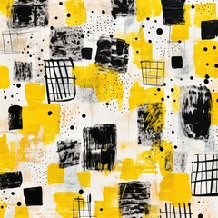 Black and yellow pastel colored simple geometric pattern, colorful expressionism with copy space background, child's drawing, sketch 