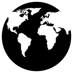 Earth globe black silhouette.