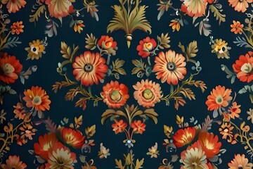 Floral old retro vintage ornament wallpaper on background. Cute ornament floral pattern. Background...