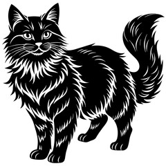 Fototapeta premium A cute black and white cat sits next to a curious dog