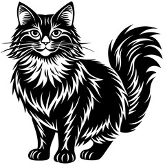 Obraz premium Black and white cat illustration