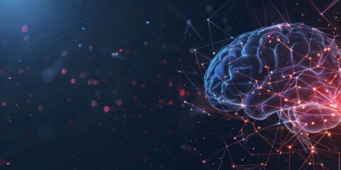 3D brain network concept, neuroscience and cognitive science visualization