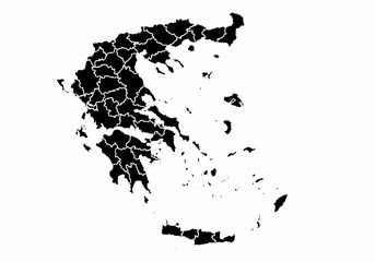 Mapa negro de Grecia en fondo blanco. © Gabrieuskal