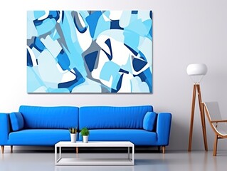Blue and white flat digital illustration canvas with abstract graffiti and copy space for text background pattern 