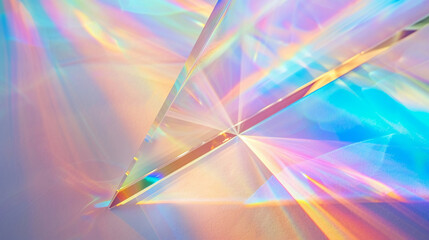 Optic prism refracting light into watersaving spectrum on white, vibrant hues , soft shadowns
