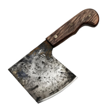A rusty old knife with a wooden handle png isolated on transparent background