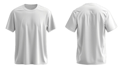 Fototapeta premium White Colored Blank T-Shirt Mockup, Front and Back View, Apparel Design Template on Transparent Background