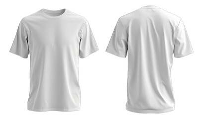 White Colored Blank T-Shirt Mockup, Front and Back View, Apparel Design Template on Transparent Background