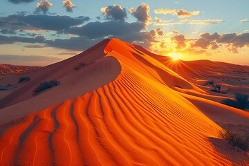 The Sun Setting Over a Sand Dune