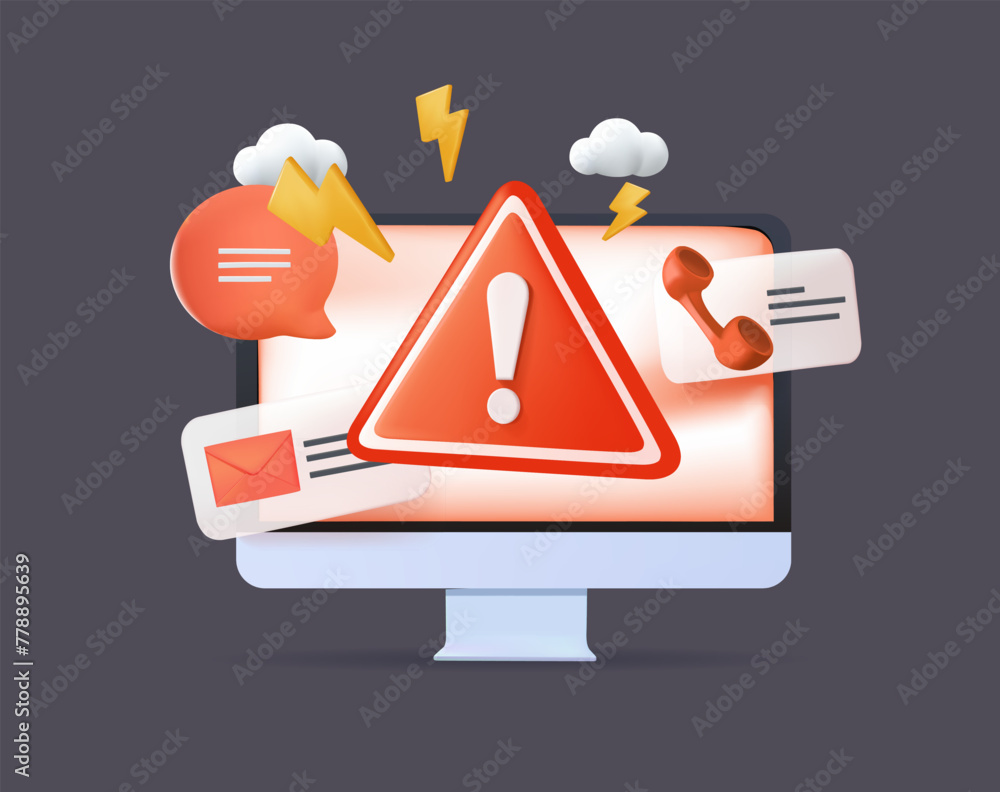 Poster malware abstract 3d concept vector illustration. malicious software, computer virus, malware program