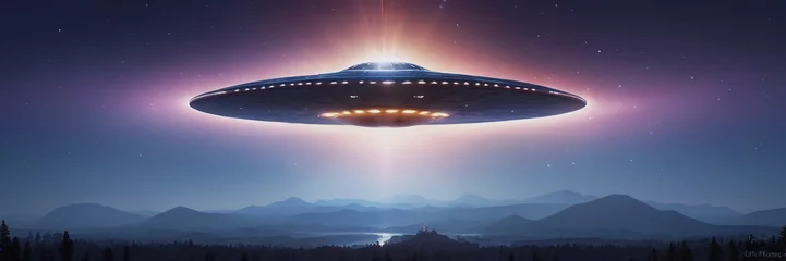 Behangcirkel World UFO Day. Ufologist's Day. Unidentified flying object. UFOs on earth © Vladislav