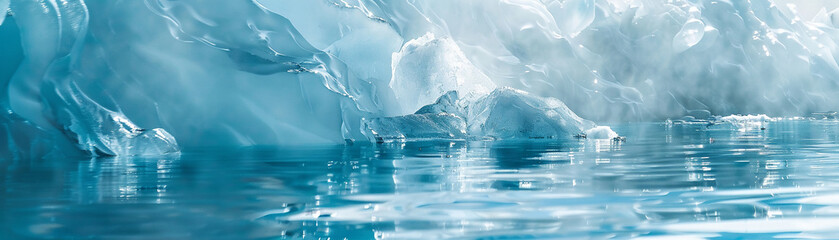 Optic white glacier reflecting the importance of water conservation, polar light - obrazy, fototapety, plakaty