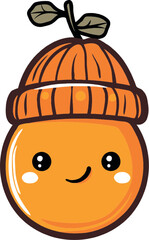 Cute Cartoon Kawaii Orange Fruit Vector Illustration