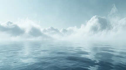 Fototapeta premium A vast expanse of water featuring clouds above and a body of water within it