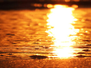 Close up of sunlight reflection on sea water