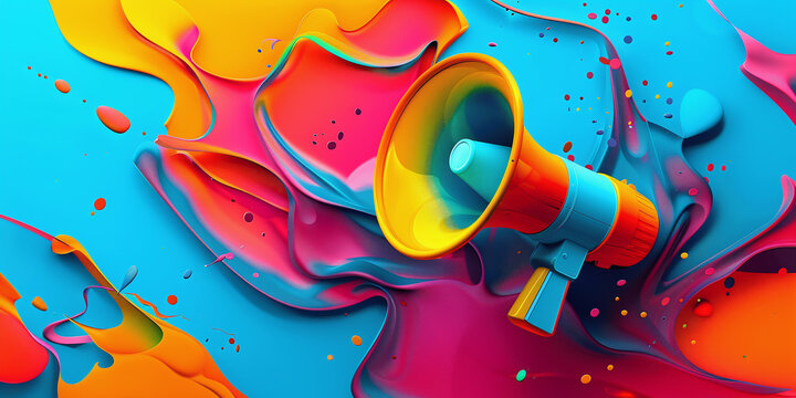 Vibrant abstract background with a megaphone ideal for product launches and marketing campaigns