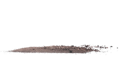 Dirt, soil pile isolated on white background, side view
