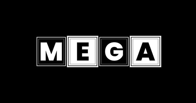 3D kinetic typography with words mega sale. Animation of rotating 3D cubes with words mega sale.