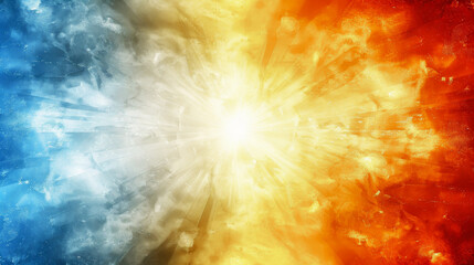 Abstract Cosmic Explosion in Blue and Orange Hues with Bright Center