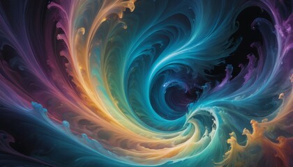 An abstract digital artwork depicting a swirling vortex of vivid colors, ideal for backgrounds or creative graphics - obrazy, fototapety, plakaty