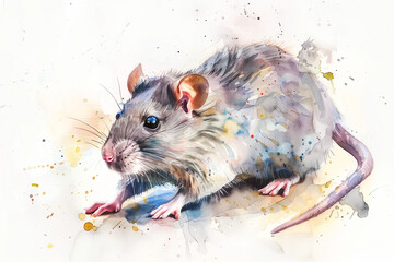 Rat, Mouse, Watercolor illustration