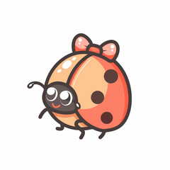 Obraz premium ladybug on a white background.Minimal nature concept.Trendy social mockup or wallpaper with copy space.Flat lay