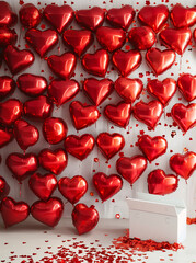  background with hearts.Minimal creative party and emotional concept