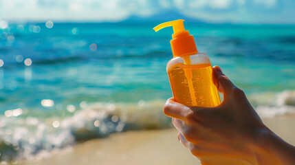 Sunscreen essential for a day at the sunny seaside.
