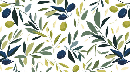 Nice seamless pattern with plants. Natural leaves o