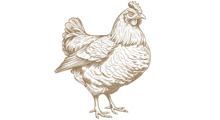 Chicken, hen, sketch. Vintage retro print, chicken, hen sketch ink pencil style drawing, engrave old school. Sketch artwork silhouette chicken, hen isolated on white background. Vector Illustration