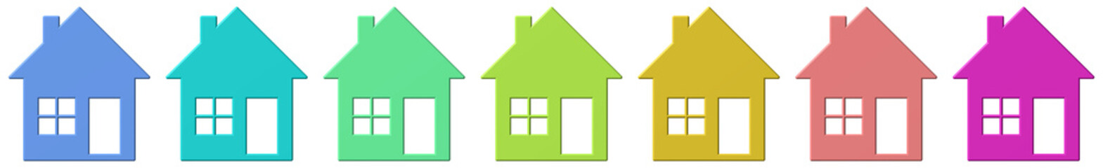 eine Reihe bunter Häuser