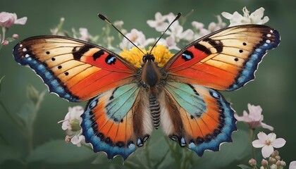 A-Butterfly-With-Wings-Adorned-With-Delicate-Flowe-
