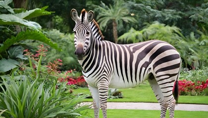A Zebra In A Botanical Garden