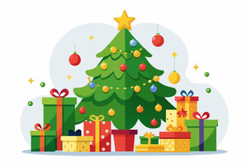 illustration--Christmas-tree-decorated vector illustration 