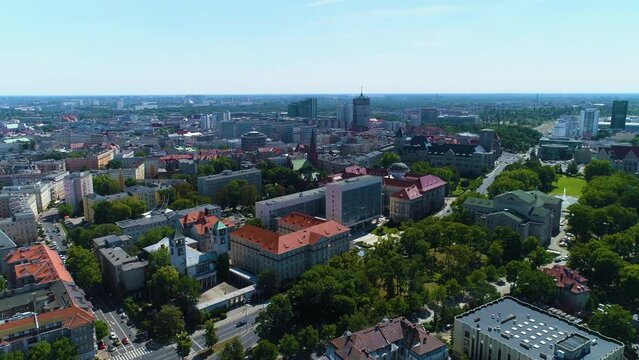 Aerial view of Mickiewicz Park in Poznan