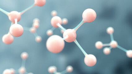 Science background with molecule or atom, Abstract structure for science background. 3d render illustration - 778906463