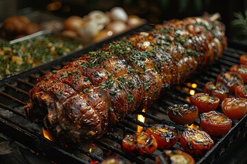shish kebab on the grill,Food photography restaurant, grilled meat and steak
