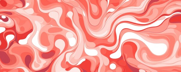 Coral and white flat digital illustration canvas with abstract graffiti and copy space for text background pattern 