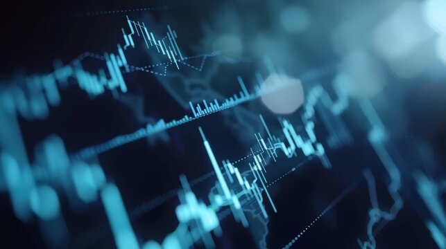 Forex trading chart analysis, cool blue tones, closeup, the thrill of currency fluctuation hyper realistic